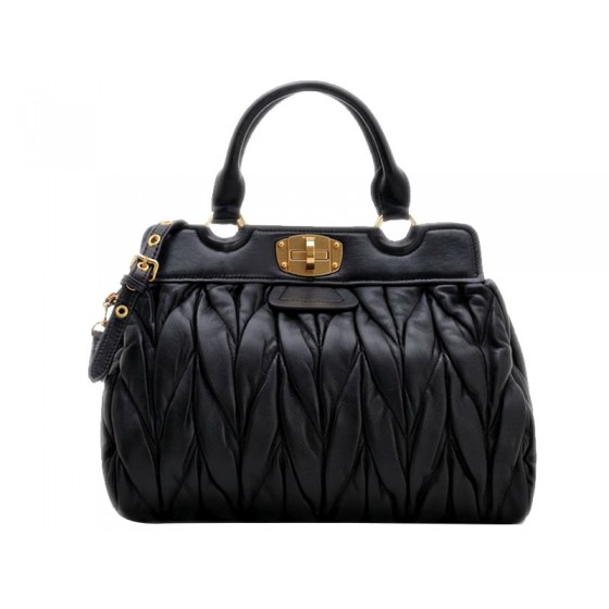 Miu Miu Matelasse Double Handle Satchel Black