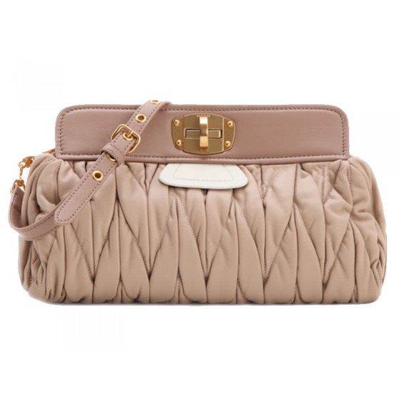 Miu Miu Matelasse Oversized Convertible Clutch Beige