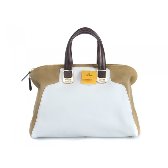 Spring Summer 2012 Fendi Colorblock Chameleon Convertible Tote Beige White Brown