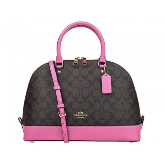 Coach Signature Sierra Satchel Crossbody Bag Hot Pink Choco