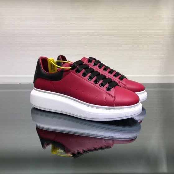 Alexander McQueen Sneakers Leather Red Upper White Sole Black Shoelaces Men