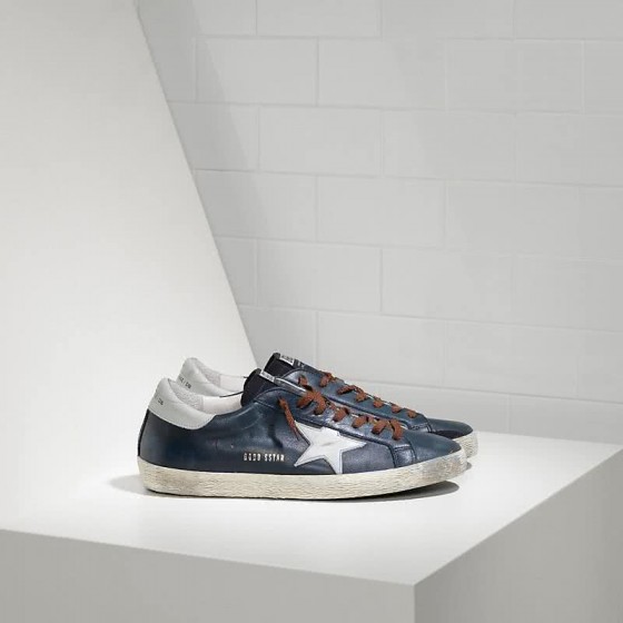 Golden Goose Sneakers Super Star IN Pelle E Stella IN Pelle blue leather brown