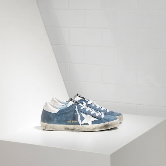 Golden Goose Sneakers Super Star IN Camoscio E Stella IN Pelle ciel suede white star