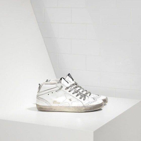 Golden Goose Sneakers Mid Star in Pelle Lucida E Stella Traforata