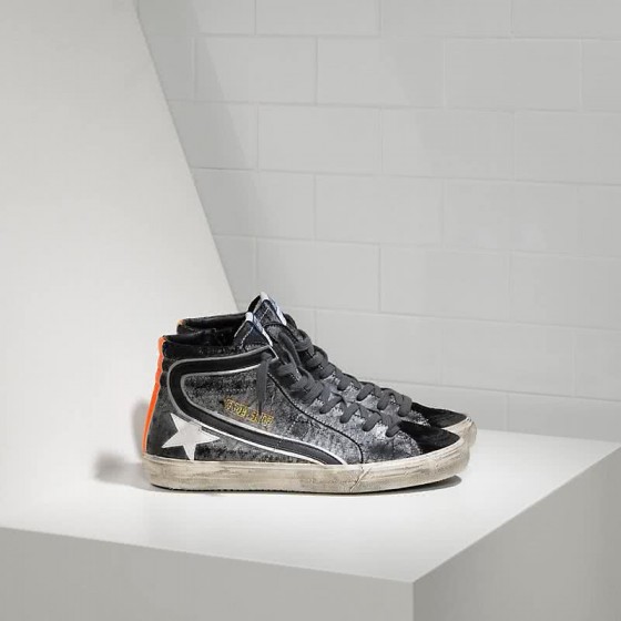 Golden Goose Sneakers Slide in Camoscio e Stella in Pelle savage black suede