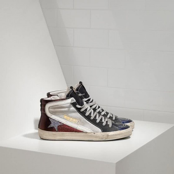 Golden Goose Sneakers Slide in Pelle e Stella Glitter