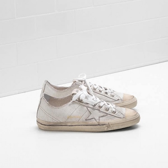 Golden Goose V-STAR 2 Sneakers Upper in crackle-effect calf leather