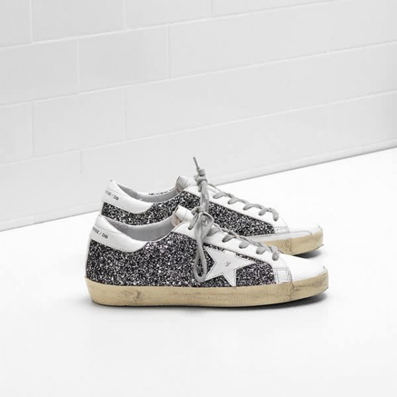 Golden Goose Superstar Sneakers Flag Ltd Glitter-Coated Fabric Heel is leather