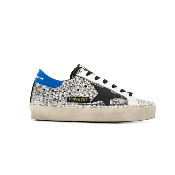 Golden Goose Sneakers Hi Star Leather Silver Blue Black Men Women