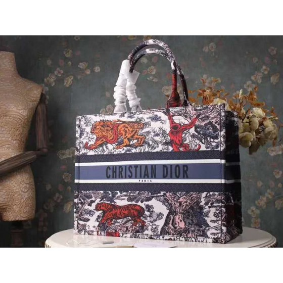 Dior Book Tote Toile De Jouy Bag Blue