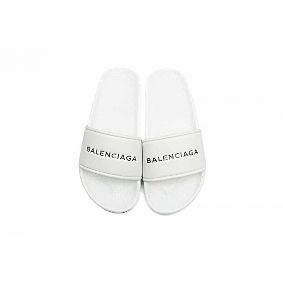 Balenciaga Logo flat pool Slide Sandals White