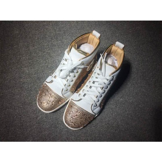 Christian Louboutin Rhinestone Men/Women Whtie/Gold