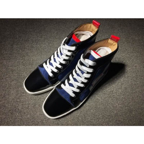 Christian Louboutin High Top Suede Blue And Black Red Patent Leather