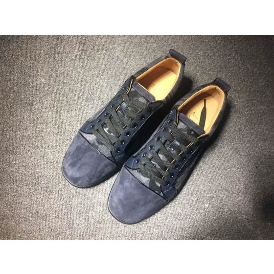 Christian Louboutin Low Top Lace-up Dark Blue And Camouflage Suede