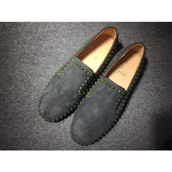 Christian Louboutin Low Top Army Green Rivets Along Brim Dark Grey Suede