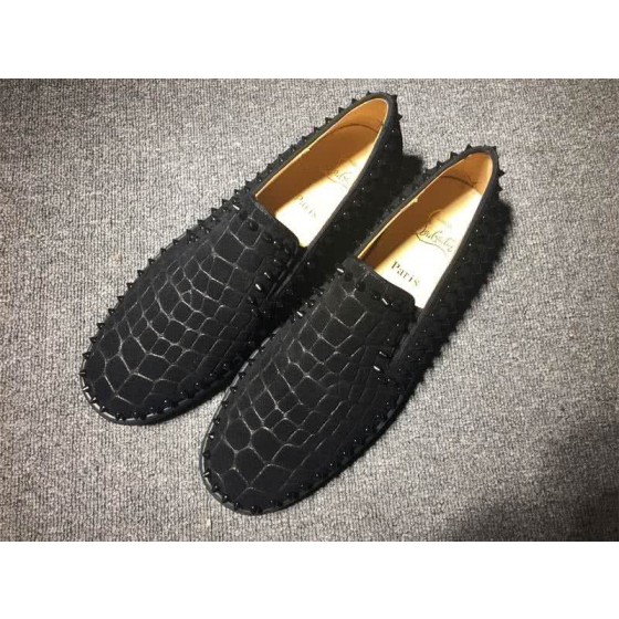 Christian Louboutin Low Top Rivets Along Brim Black Suede Fake Crocodile