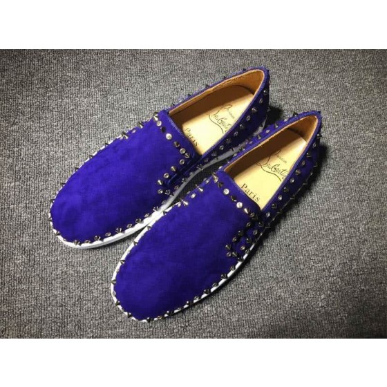 Christian Louboutin Low Top Rivets Along Brim Blue Suede