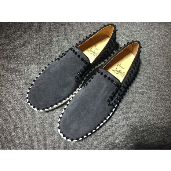 Christian Louboutin Low Top Rivets Along Brim Black Suede 