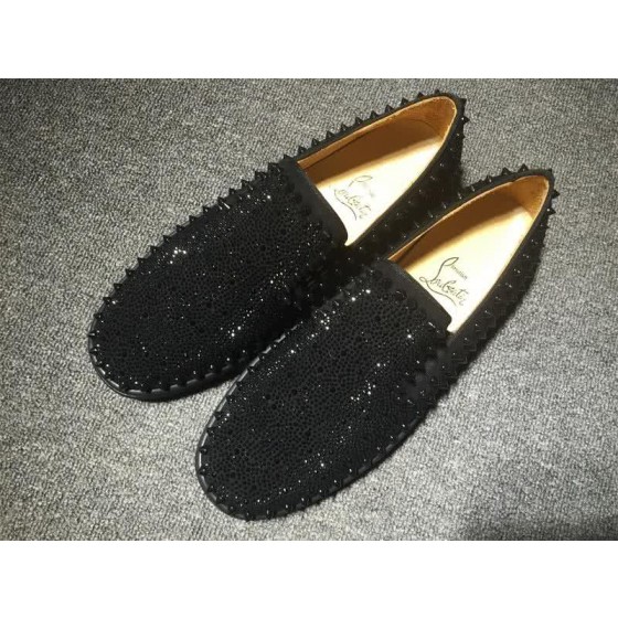 Christian Louboutin Low Top Black Rivets Along The Brim And All Rhinestones