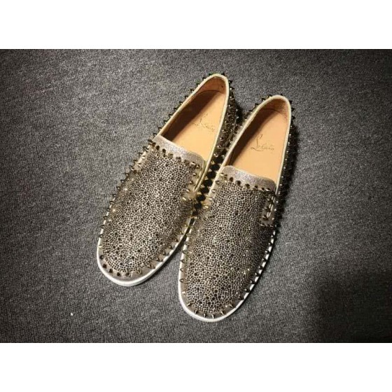 Christian Louboutin Low Top Rivets Golden Upper And Rhinestone