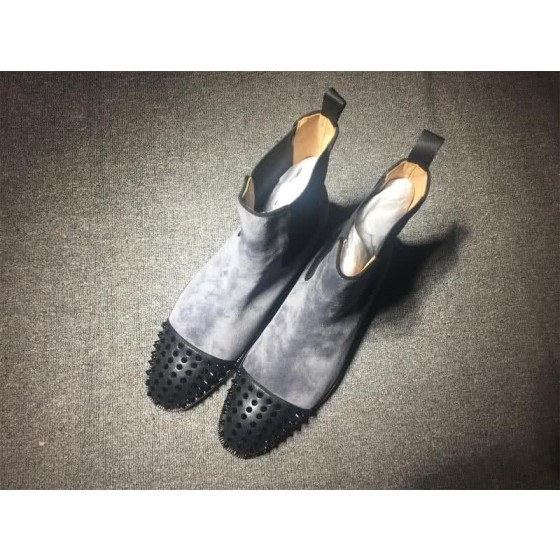 Christian Louboutin Men's Boots Grey Suede And Rivets On The Toe Cap