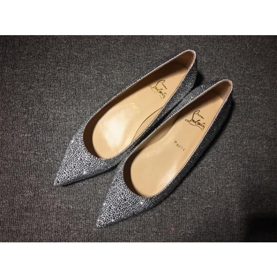 Christian Louboutin Women's Flats All Black Rhinestone And Silver Upper
