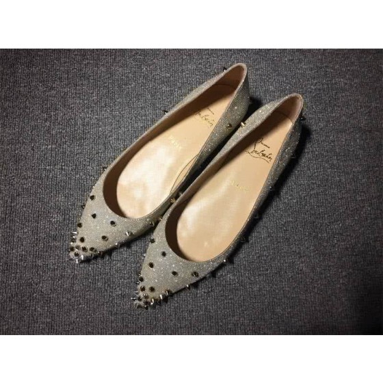 Christian Louboutin Women's Flats Grey Fabric And Rivets