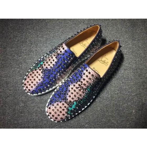 Christian Louboutin Low Top Pink Blue Green Upper All Black Rivets