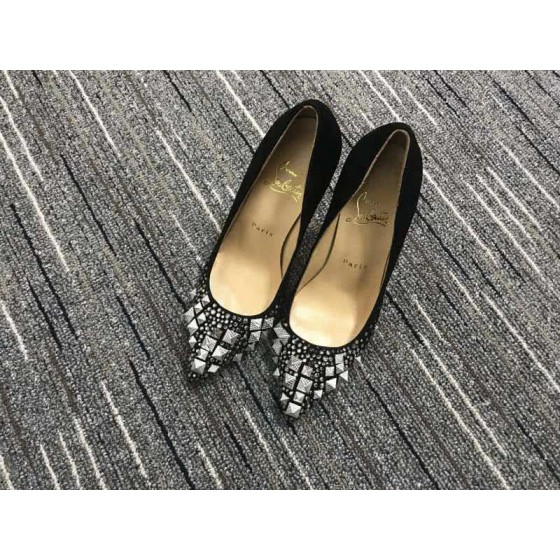 Christian Louboutin High Heels Black Suede And Decorations On The Toe Cap