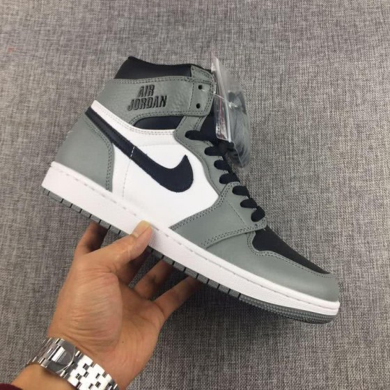 Air Jordan 1 Leather Grey White Black Men