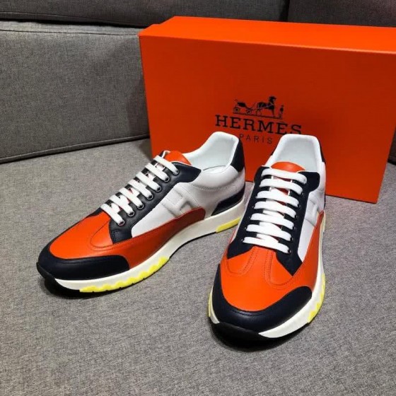 Hermes Fashion Comfortable Sports Shoes Cowhide Black And Red Men