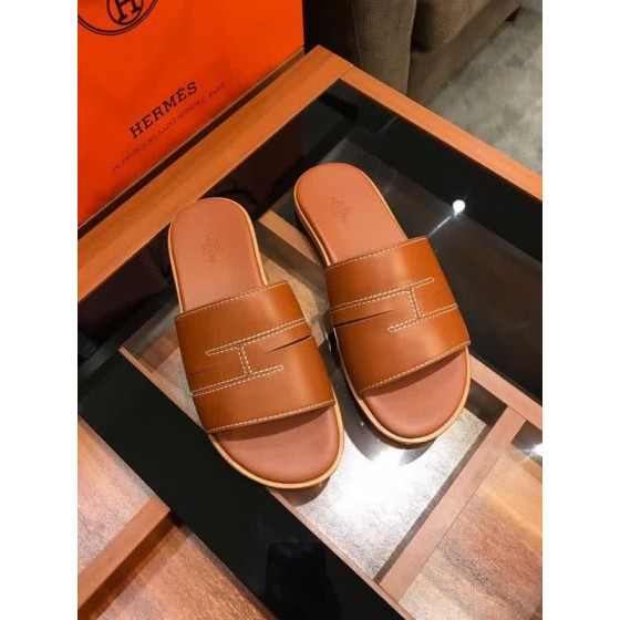 Hermes Fashion Comfortable Slipper Cowhide Brown Yellow Men