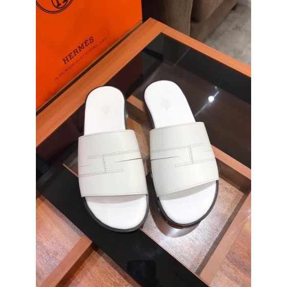 Hermes Fashion Comfortable Slipper Cowhide White Men