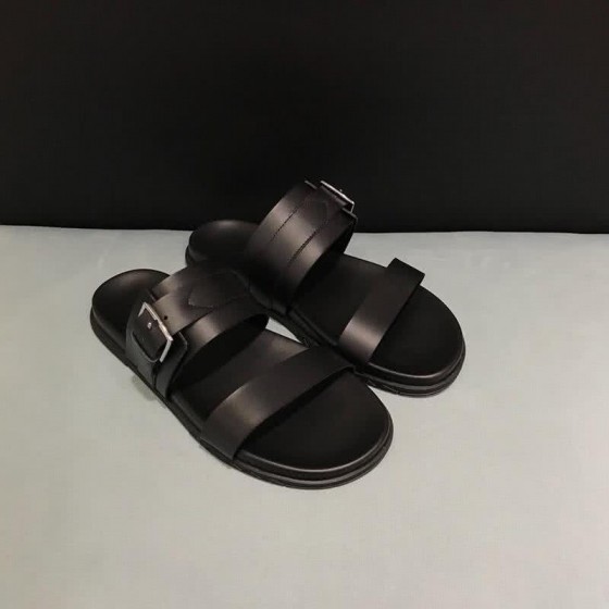 Hermes Fashion Comfortable Sandals Cowhide Black And Brown Men
