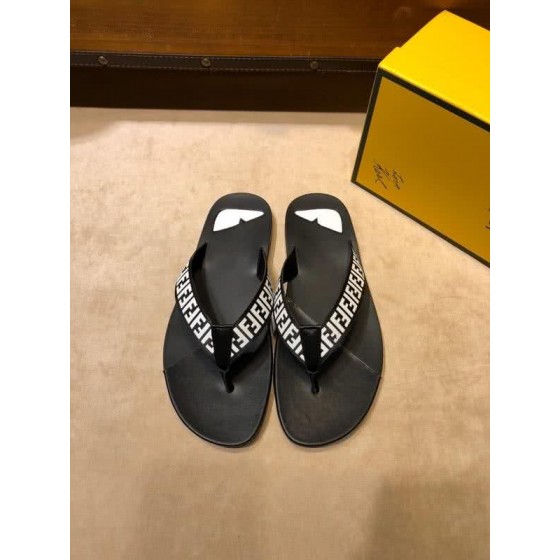 Fendi Flip Flops Monster White Letters Black Men
