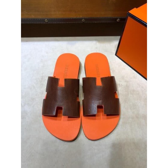 Hermes Fashion Comfortable Slipper Cowhide Orange And Brown Men