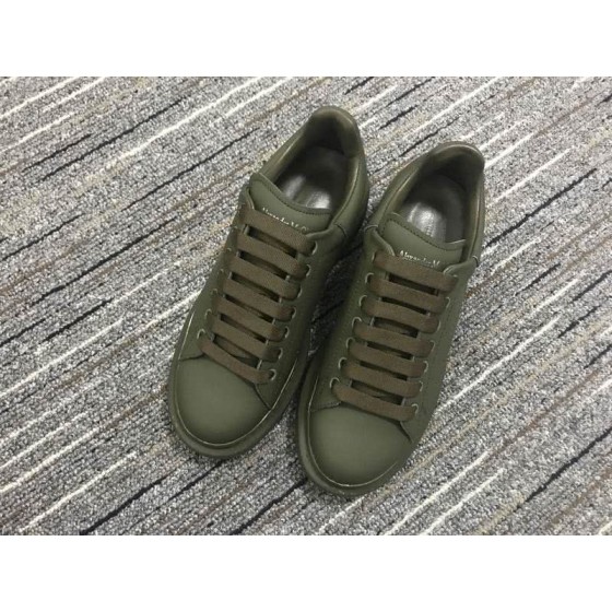 Alexander McQueen  Army-green Leather Thick-heeled Men Women