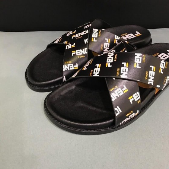 Fendi Slippers White Letters Black White Yellow Men