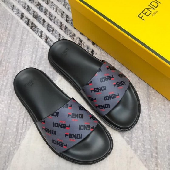 Fendi Slippers Calf Leather Black Light Blue Red Men