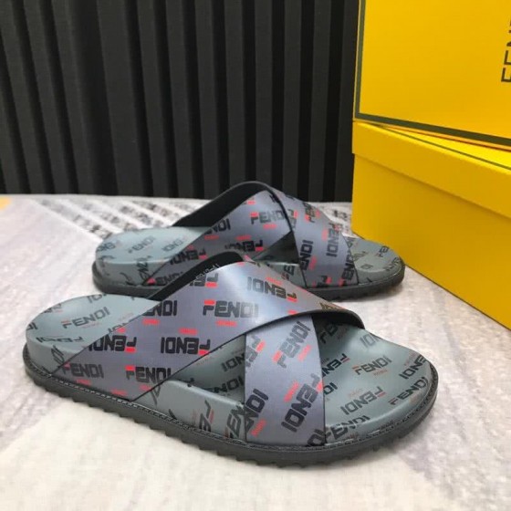 Fendi Slippers Crossed Calf Leather Black Light Blue Red Men
