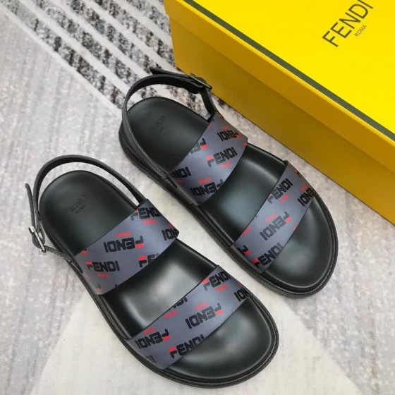 Fendi Sandals Calf Leather Light Blue Black Men