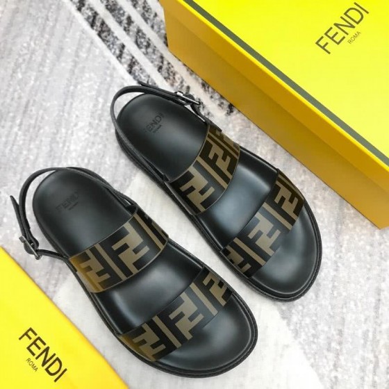 Fendi Sandals Calf Leather Black And Brown Men