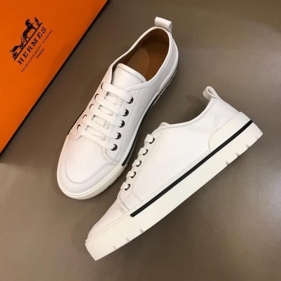 Hermes Fashion Comfortable Sports Shoes Cowhide White Men