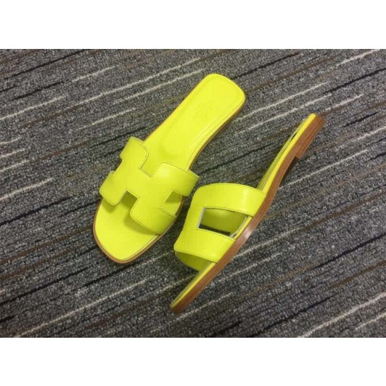 Hermes Slippers Leather Light Yellow Women