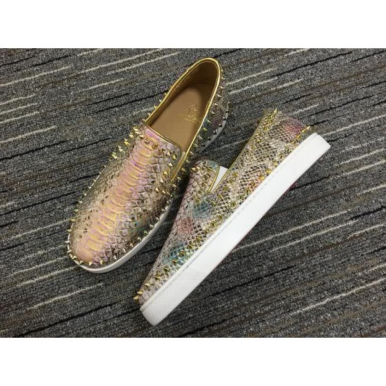 Christian Louboutin Sneakers Low Top Rivets Light Golden Men Women