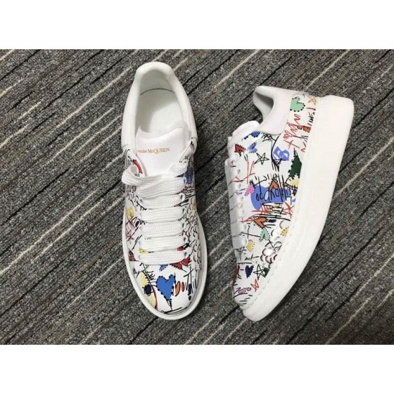 Alexander McQueen Sneakers Leather Graffiti White Men Women