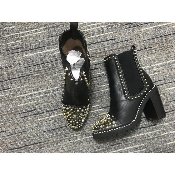 Christian Louboutin Boots Heels Leather Rivets Black Women