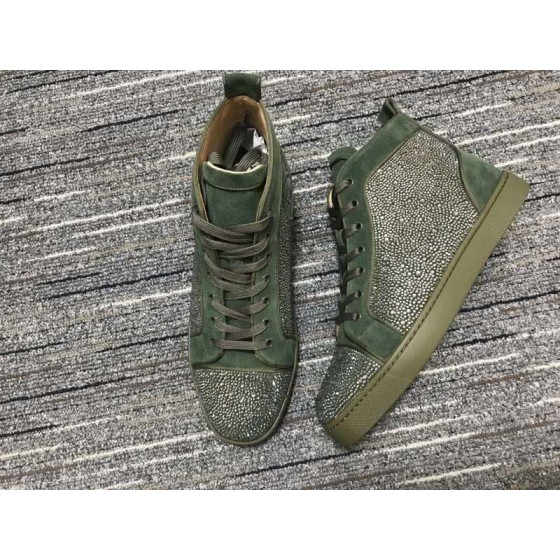 Christian Louboutin Sneakers High Top Suede Green Men Women