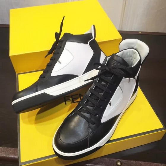 Fendi Sneakers High Top Black And White Men