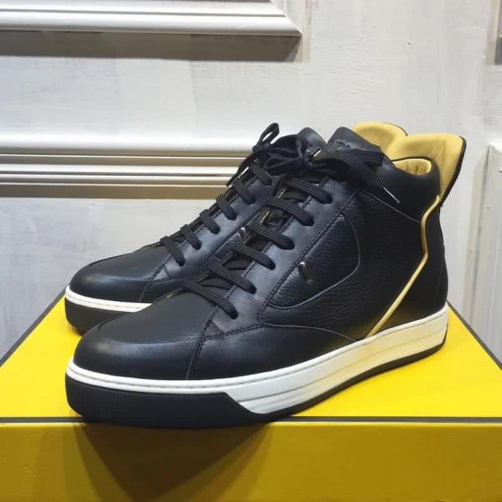 Fendi Sneakers High Top Black Upper Yellow Inside Men
